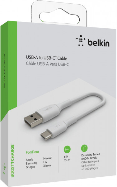 Belkin USB-C/USB-A Kabel PVC, 15cm, weiß