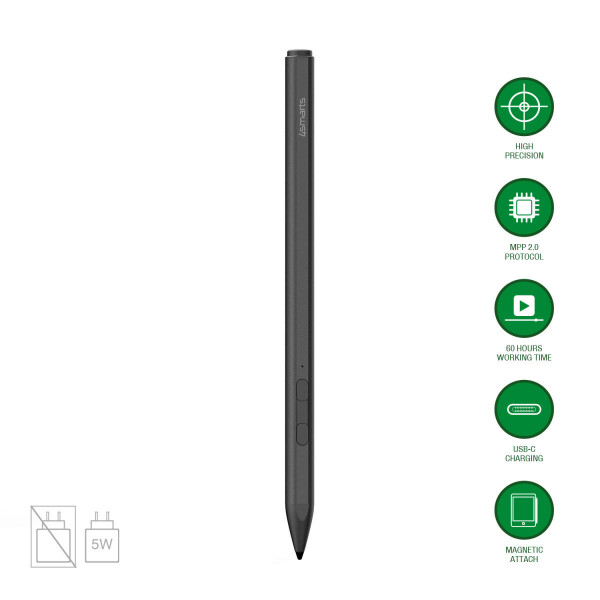 4smarts Aktiver Eingabestift MPP für Surface, schwarz
