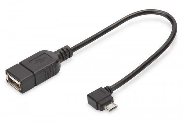 DIGITUS USB 2.0 Adapterkabel, OTG, Typ micro B - A St/Bu,0.15m