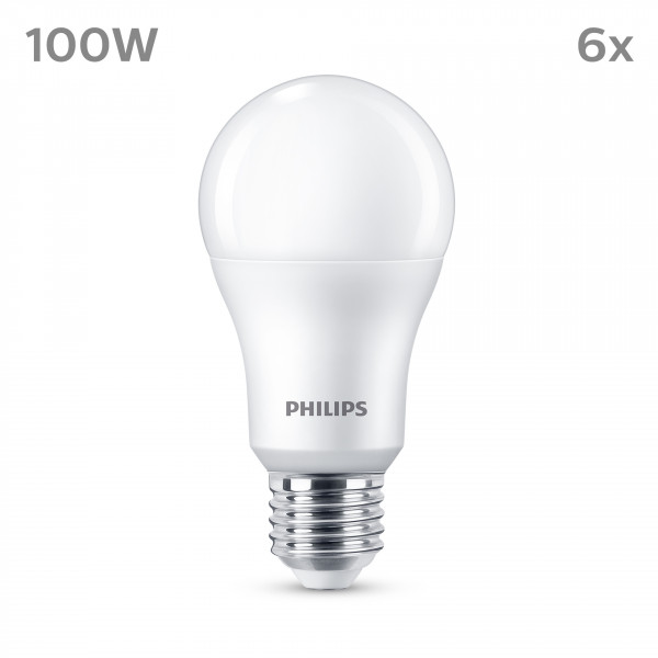 Philips LED classic Lampe 100W E27 Warmweiß 1521lm matt 6er P