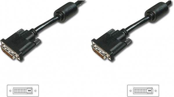 ASSMANN DVI Kabel DVI(24+1)2x Ferrit 3.0m DVI-D Dual Link sw.