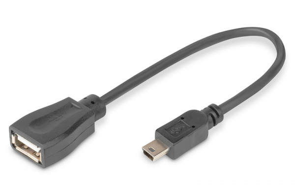 DIGITUS USB 2.0 Adapterkabel, OTG, Typ mini B - A St/Bu, 0,2m