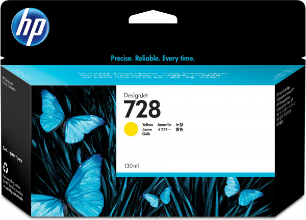 HP 728 Gelb DesignJet Druckerpatrone, 130 ml