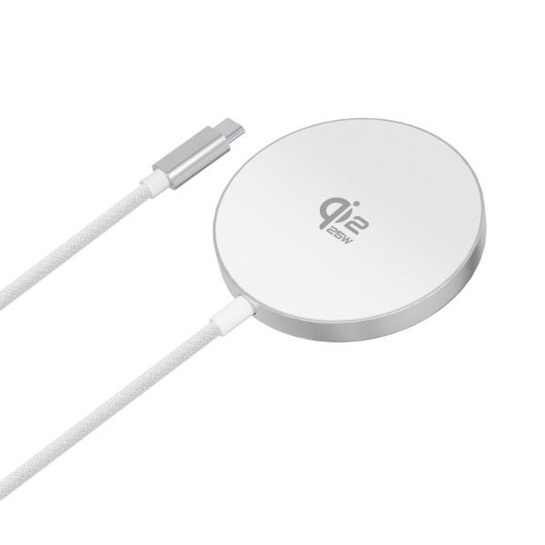 4smarts Kabelloses Ladegerät Qi2/ MagSafe-kompat 25W,1,5m weiß
