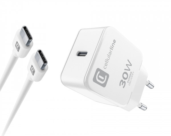 Cellularline USB-C Charger Kit für Apple 30W PD White