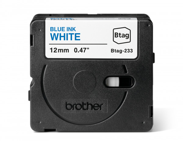 Brother Schriftband BTAG-233 Blau auf Weiß 12 mm x 4 m