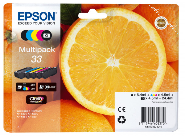 Epson Tintenpatronen Multipack 33 (5 Farben)