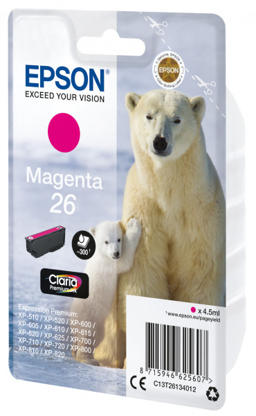 Epson Tintenpatrone 26 T2613 Claria Magenta (4,5 ml)