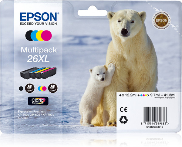 Epson Tintenpatronen Multipack 26XL (4 Farben)