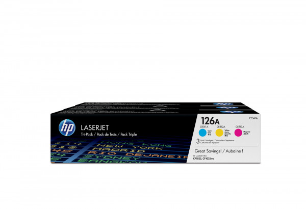 HP 126A 3er-Pack Cyan/Magenta/Gelb Orig. LaserJet Tonerkar.