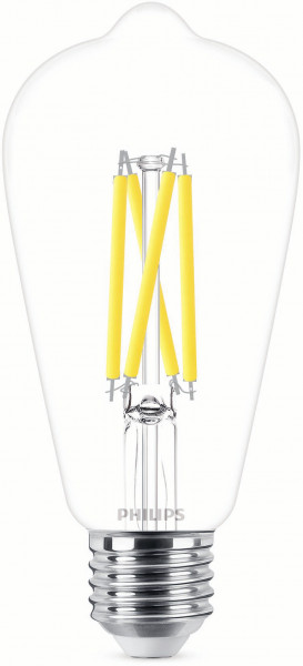 Philips LED WarmGlow Edison Lampe 60W E27 Klar dimmbar