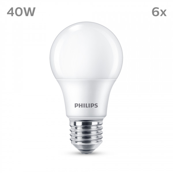 Philips LED classic Lampe 40W E27 Warmweiß 470lm matt 6er P