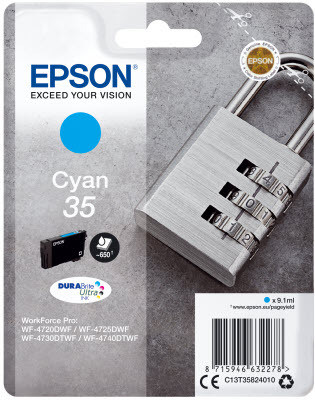 Epson Tintenpatrone 35 Cyan Vorhängeschloss