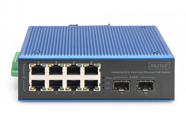 DIGITUS Industrial 8+2 -Port Fast Ethernet PoE Switch