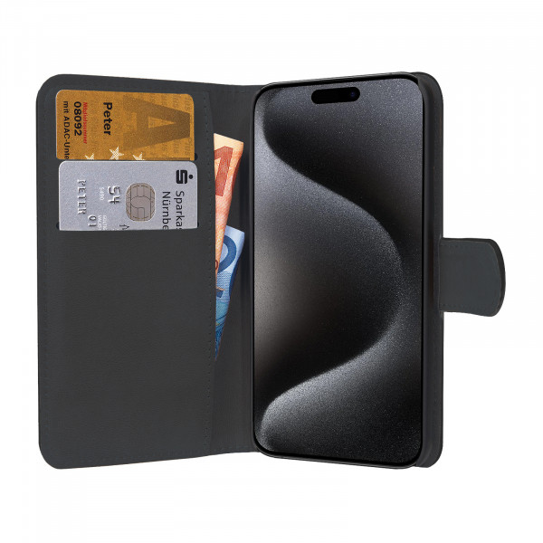 PEDEA Book Cover Classic für iPhone 15 Pro, schwarz