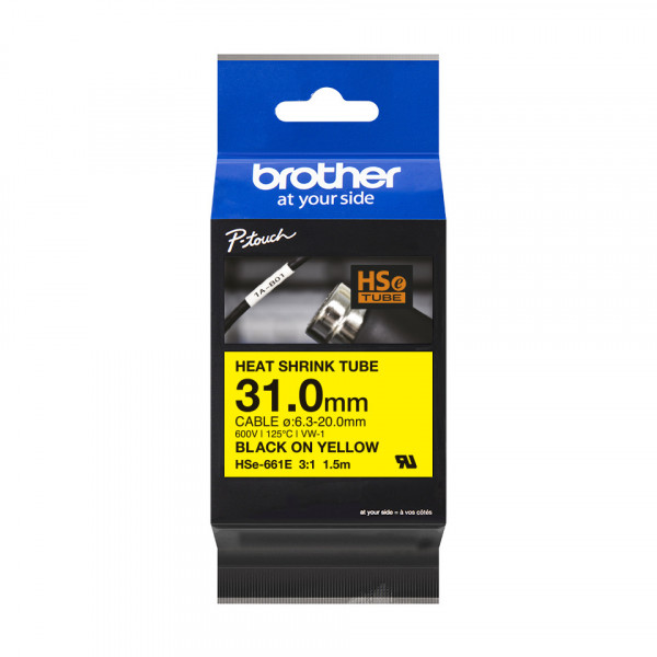 Brother HSe-661E Schrumpfschlauch schwarz auf gelb (31 mm)