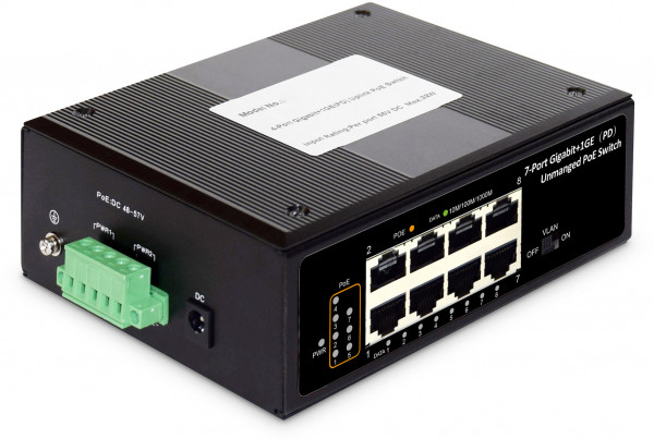 DIGITUS DN-651113 Industr. 7-Port Gigabit PoE+ Switch 1xPD