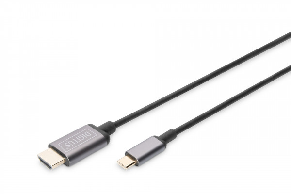 DIGITUS USB-C - HDMI Adapter, 1,8 m 4K/30Hz, schwarz, 1,8 m