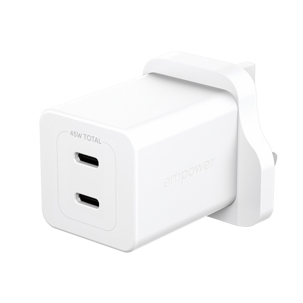 empower Turbo 45W Charger incl. 2 x USB-C/UK Plug/white