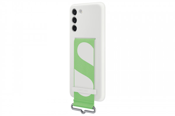 Samsung Silicone Cover mit Strap für Galaxy S21 FE, White