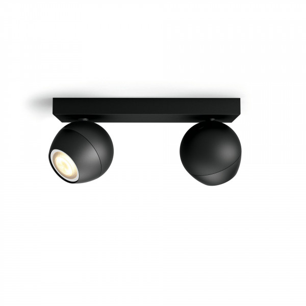 Philips Hue White Amb. Buckram Spot 2 flg schwarz 2x350lm DS