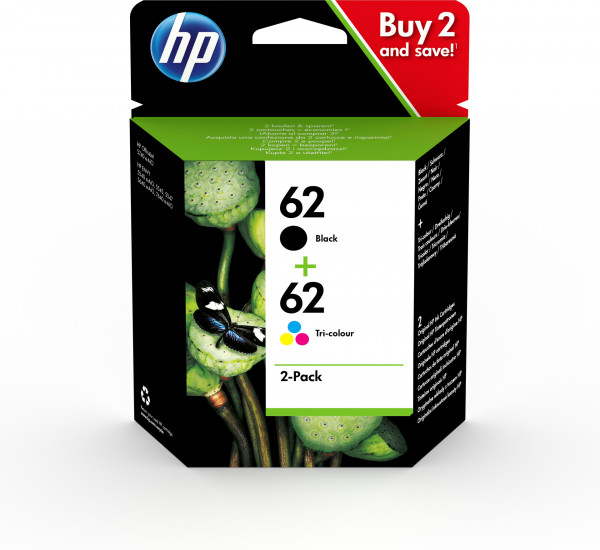 HP 62 2er-Pack Schwarz/Cyan/Magenta/Gelb Orig. Druckerpatronen