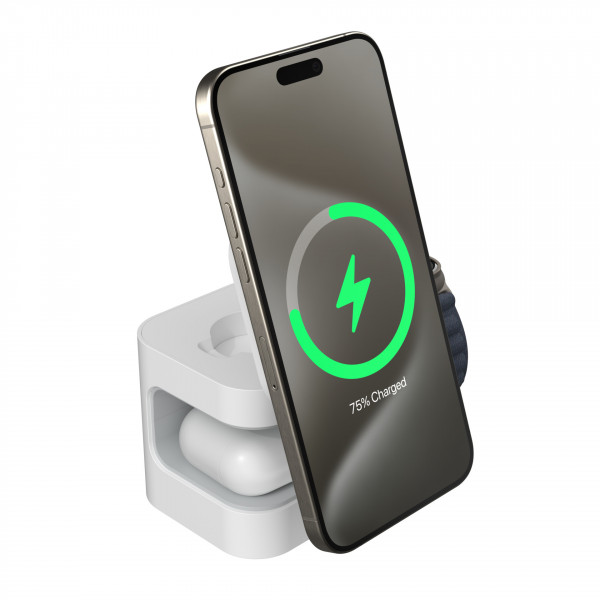 Hyperjuice Qi2 3-in-1 Magnetic Charging Stand, White