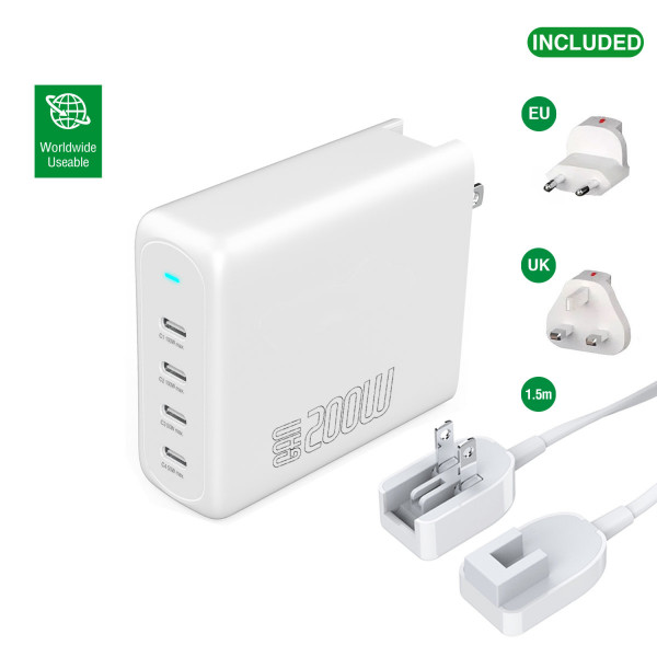 4smarts Ladegerät GaN Flex Pro 200W 4 USB-C, weiß