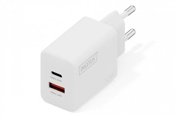 DIGITUS USB GaN Charger 30W, 1x USB-C, 1x USB-A
