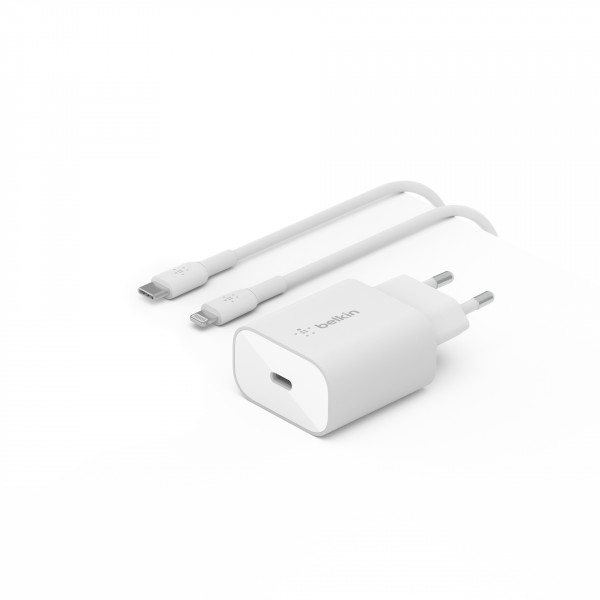 Belkin 25W USB-C Ladegerät PowerDelivery, light. Kabel 1m weiß