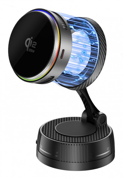 4smarts Qi2 25W MagSafe Ladegerät Kühlung, RGB 360 Halter grau