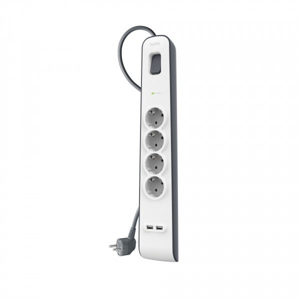 Belkin Steckdosenleiste Überspannungsschutz, 4-Fach, USB, 2m