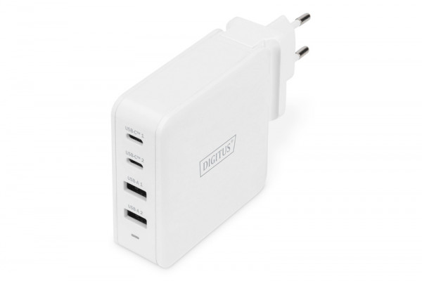 DIGITUS USB-C Ladeadapter, weiß 100W, 2x USB-C, 2x USB-A