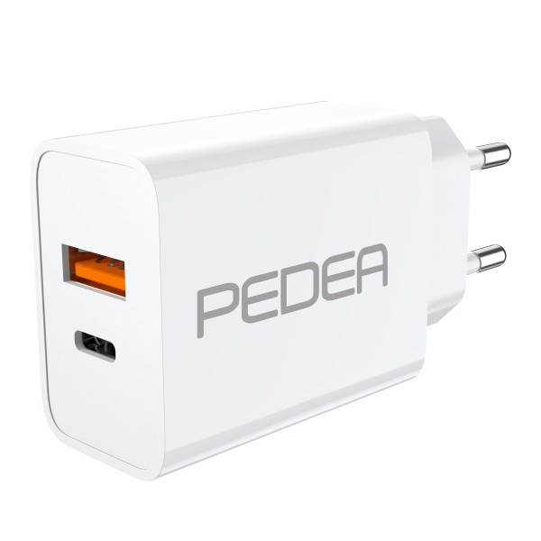 PEDEA Schnellladegerät Dual PD 20 Watt USB Typ A/C, weiß