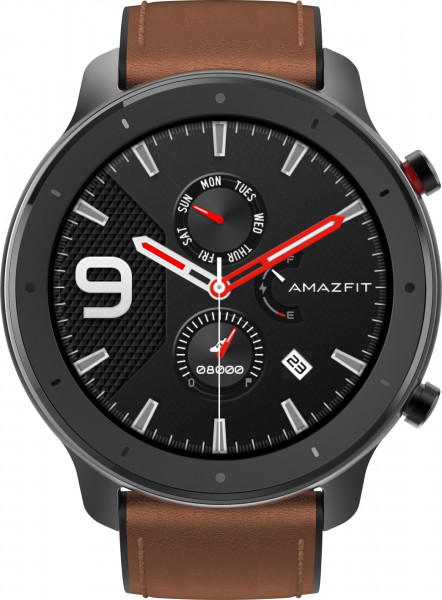 Amazfit GTR 47MM aluminum alloy, brown leather + silicone stra