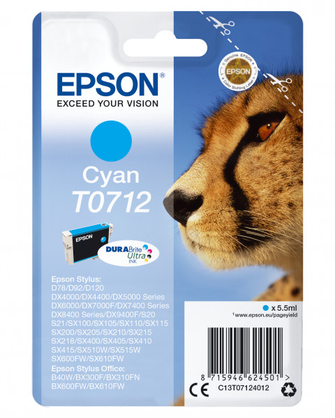 Epson Tintenpatrone T0712 Cyan (5,5ml)