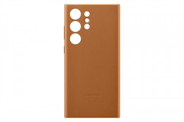 Samsung Leather Cover für Galaxy S23 Ultra, Camel