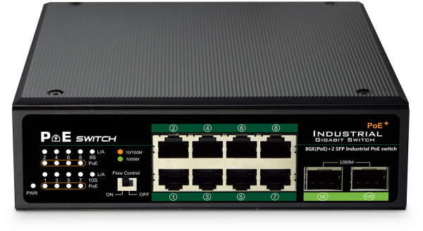 DIGITUS DN-651110 Industr. 8-Port Gigabit PoE+ Switch 2xUP