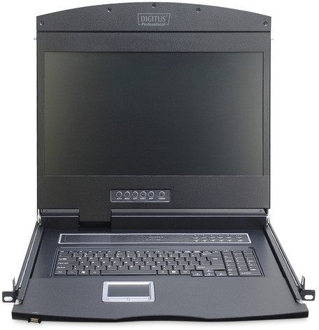 DIGITUS Modulare Konsole 19“ TFT, 16-Port KVM & Touchpad, DE