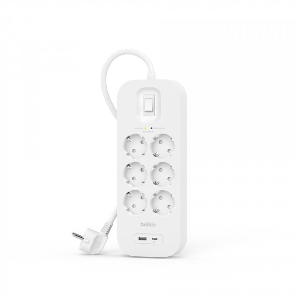 Belkin Surge Plus Steckdosenleiste 6-Fach, 18W 2m Kabel