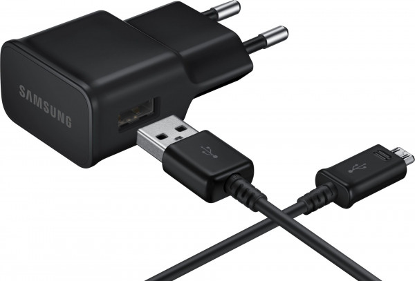 Samsung Micro-USB-Ladekabel + Adapter, 2A Kapazität, Schwarz