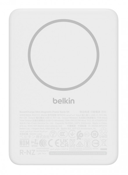 Belkin Slim, Magnetische Powerbank 5.000mAh, 7.5 W, weiss
