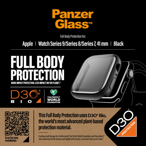 PanzerGlass Full Body Apple Watch 2023, 41mm, with D3O, Black