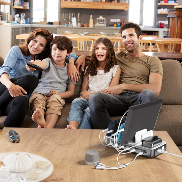 4smarts Ladestation Team 100W 5C/1A inkl. 6 Kabel, spacegrau