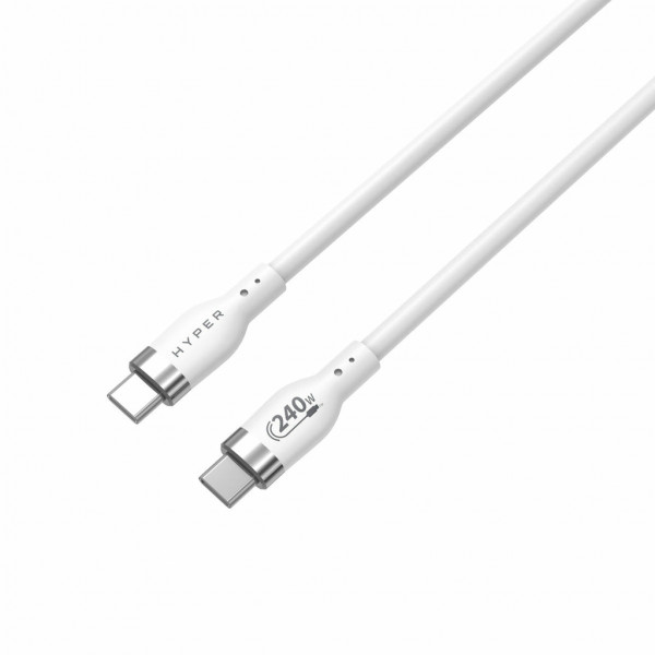 Hyper 1M Silicone 240W USB-C Charging Cable, White