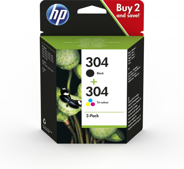 HP 304 2er-Pack Schw./Cyan/Magenta/Gelb Original Tintenpatrone