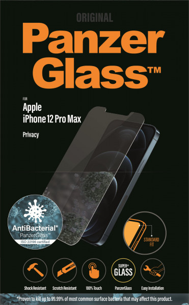 PanzerGlass iPhone 12 ProMax Privacy Antibakt., Standard Fit