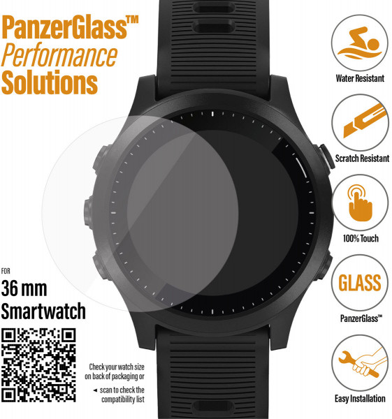 PanzerGlass SmartWatch 36 mm, z.B. Vivoactive 3