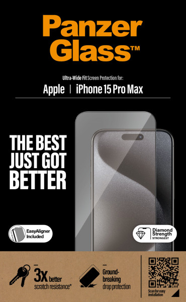 PanzerGlass iPhone 15 Pro Max, UWF w. EasyAligner