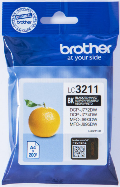 Brother Tintenpatrone LC-3211BK Schwarz (ca. 200 Seiten)